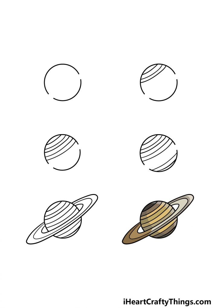 Saturn Drawing - How To Draw Saturn Step By Step