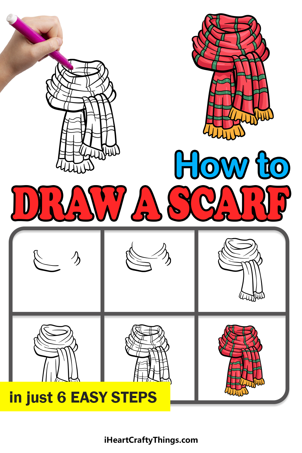 how to draw a scarf in 6 easy steps