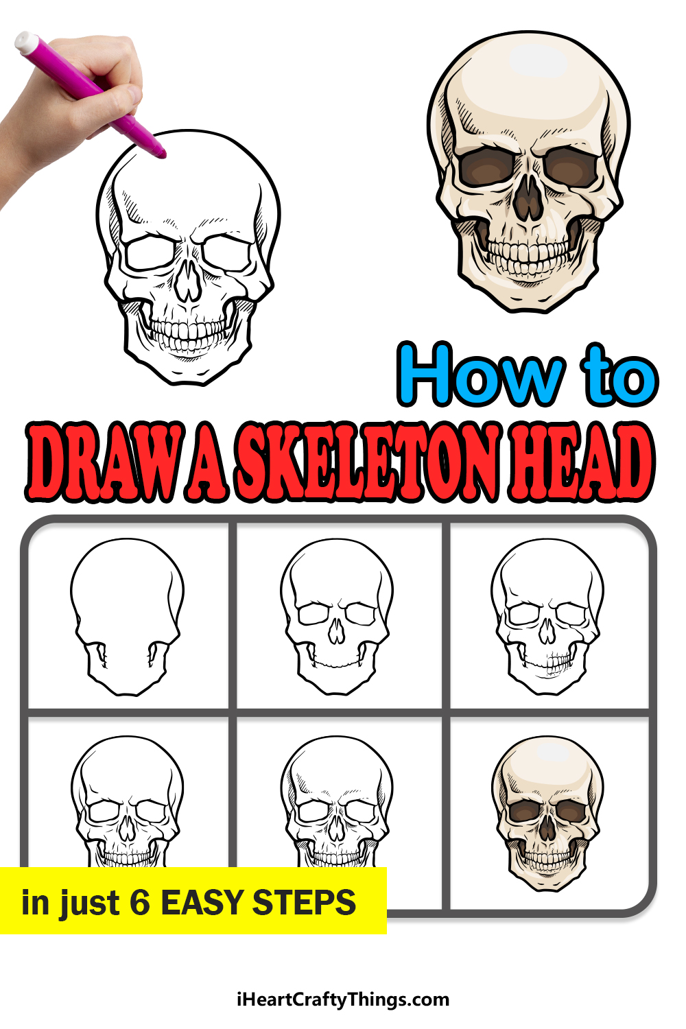 Cartoon Skeleton Drawing - How To Draw A Cartoon Skeleton Step By Step