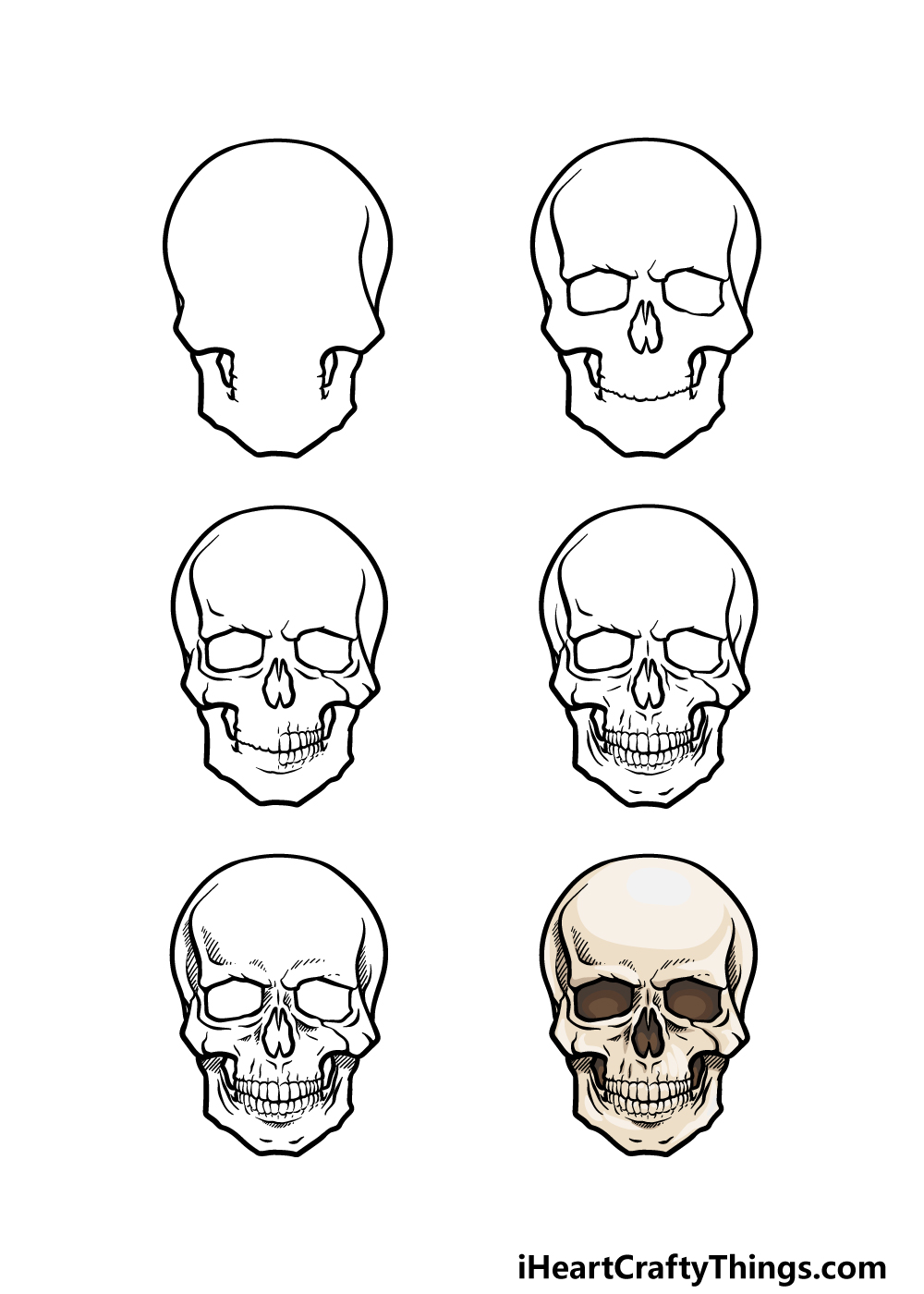 how to draw a skull step by step realistic Olsen