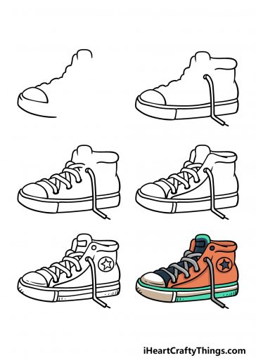 Sneakers Drawing - How To Draw Sneakers Step By Step