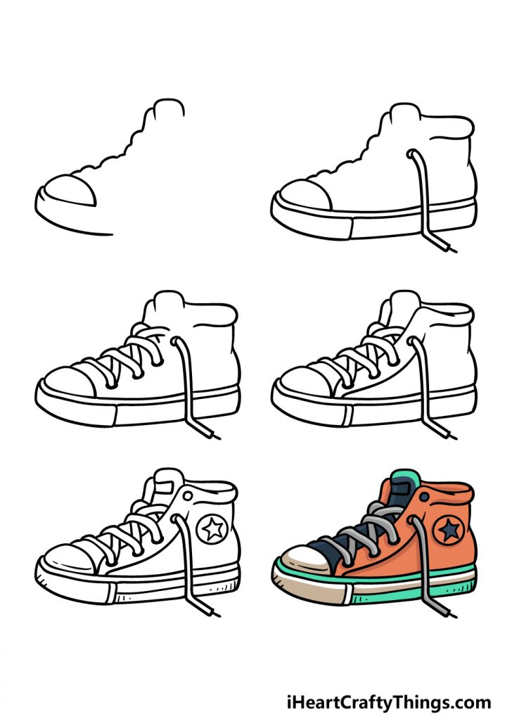 Sneakers Drawing How To Draw Sneakers Step By Step