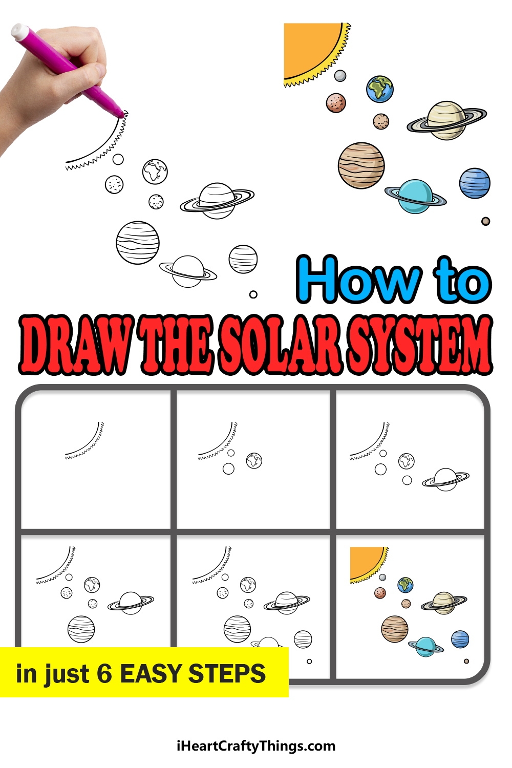 how to draw the solar system in 6 easy steps