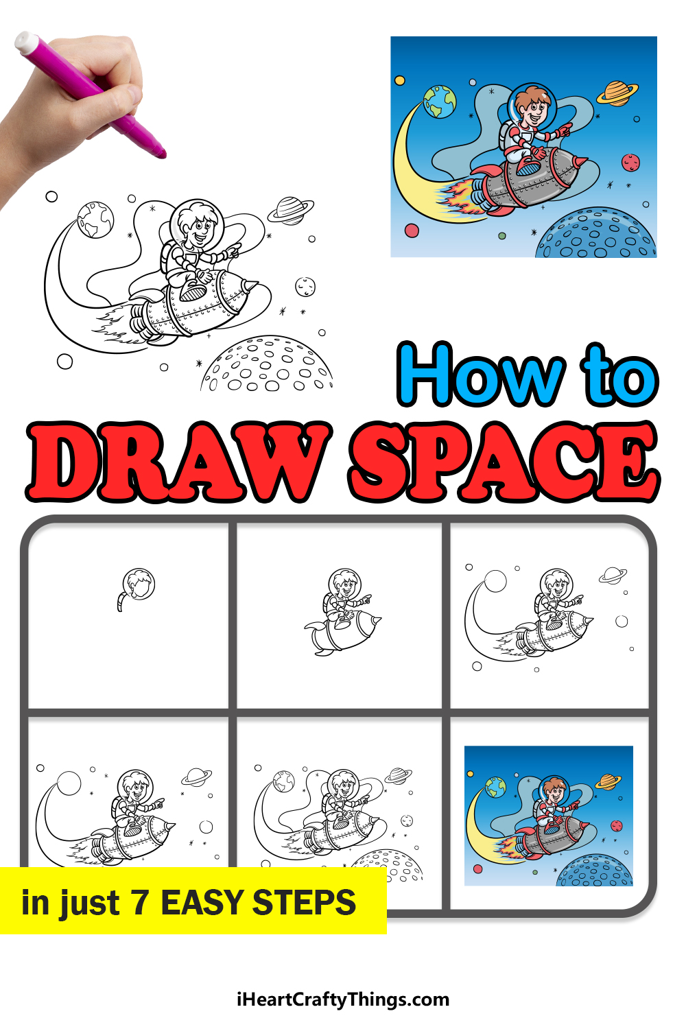 how to draw space in 7 easy steps