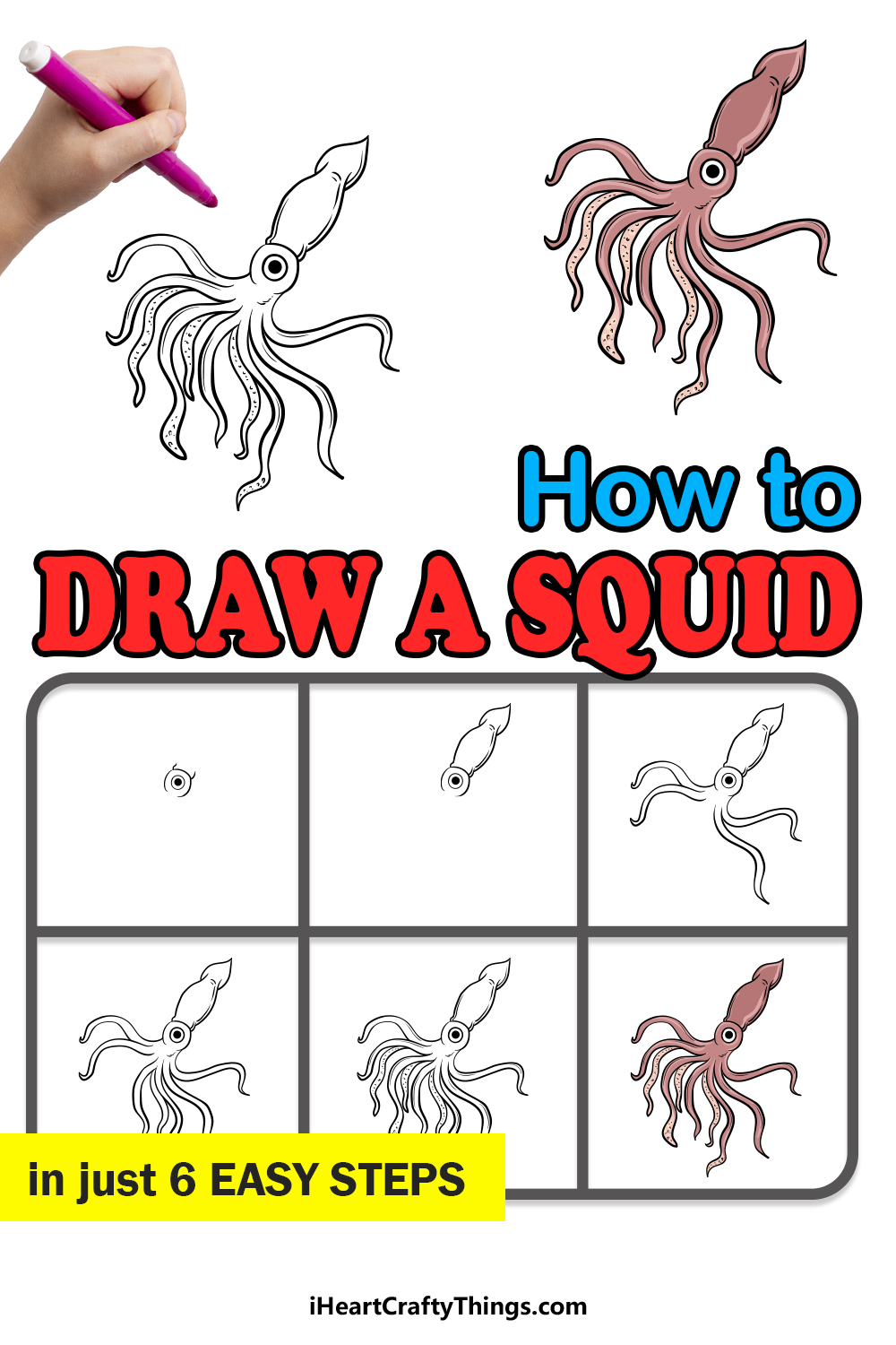 how to draw a squid in 6 easy steps