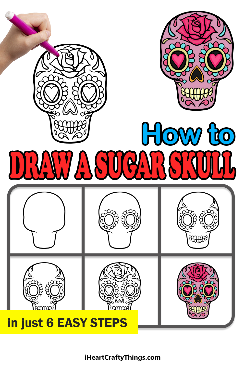 Sugar Skull Drawing How To Draw A Sugar Skull Step By Step