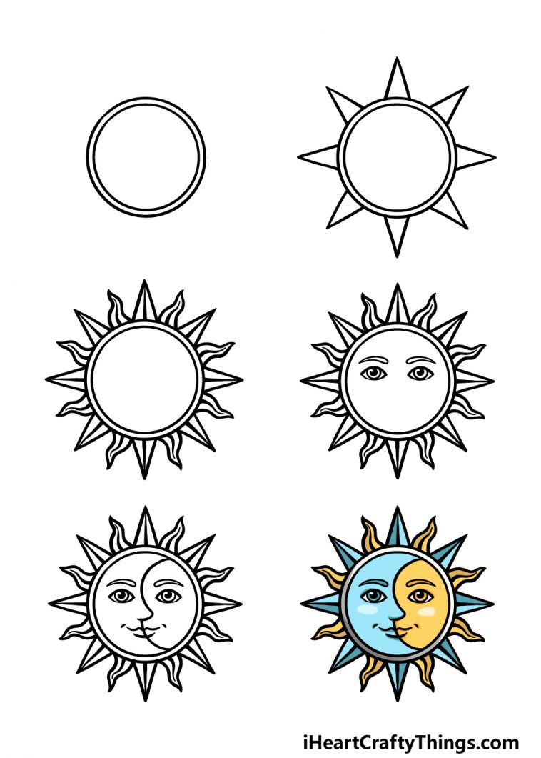 Sun And Moon Drawing How To Draw A Sun And Moon Step By Step