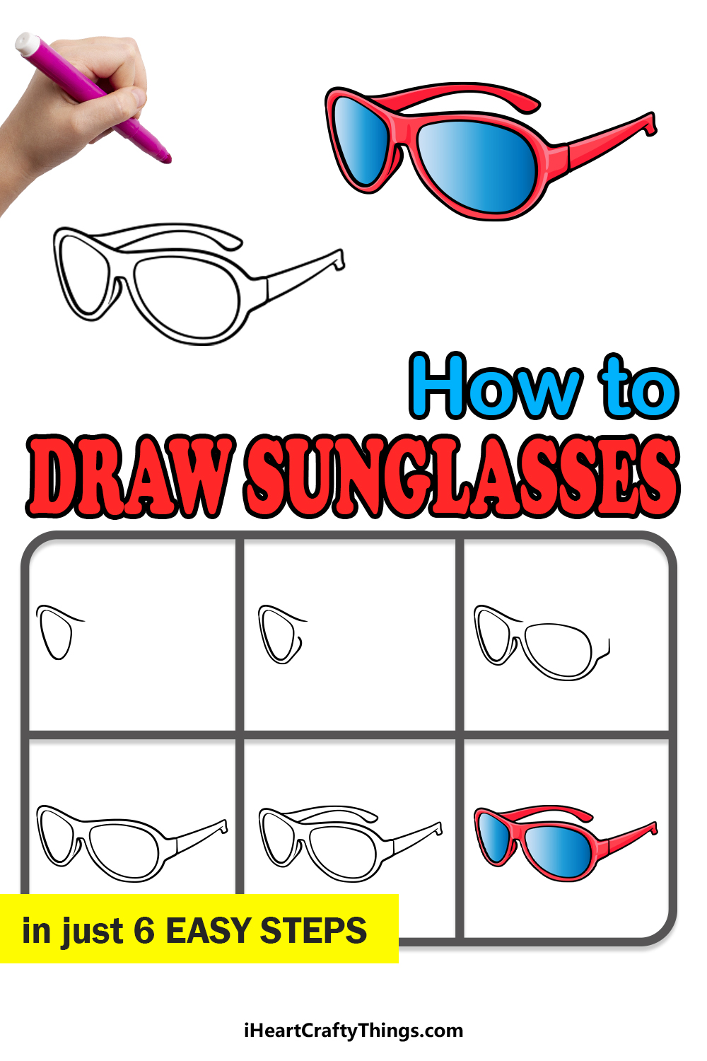 how to draw sunglasses in 6 easy steps