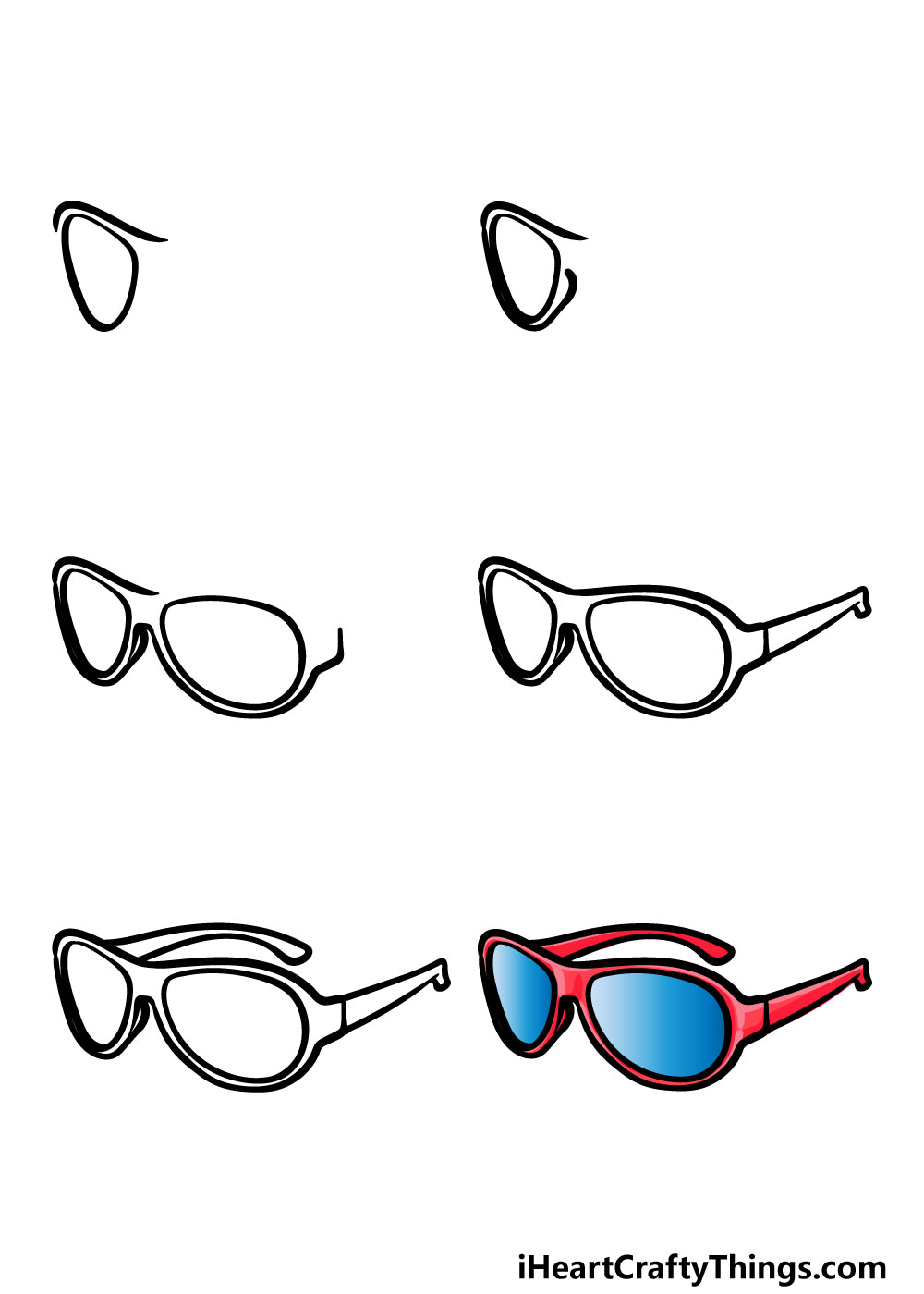 how to draw sunglasses in 6 steps