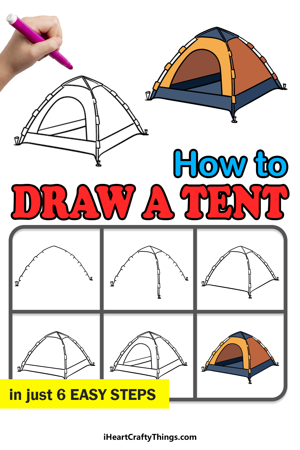 easy drawing of a tent pencilartdrawingsforkidsgirl