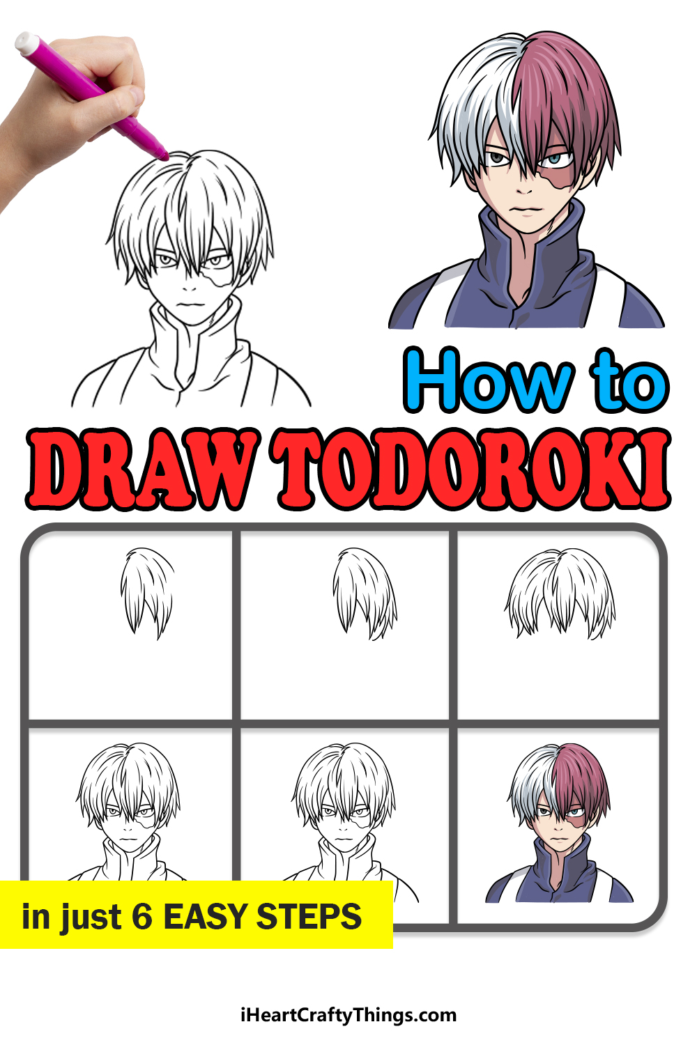 how to draw todoroki in 6 easy steps
