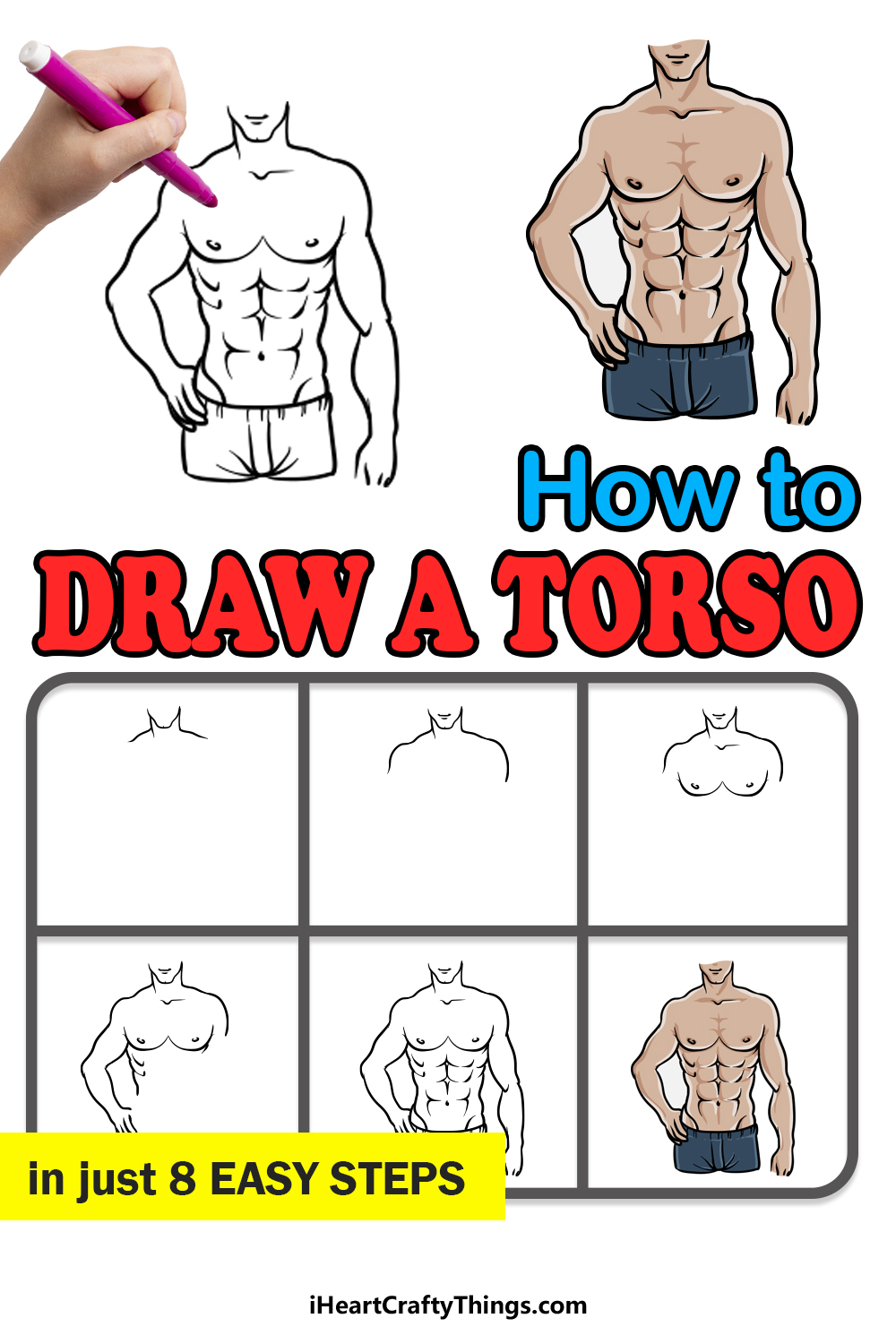 how to draw a torso in 8 easy steps