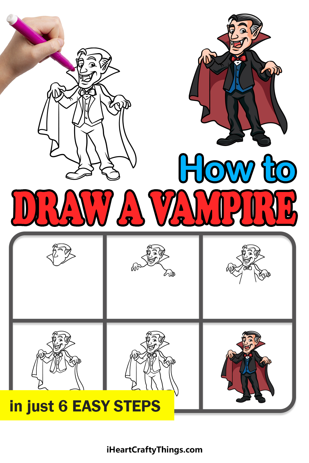 how to draw a vampire in 6 easy steps