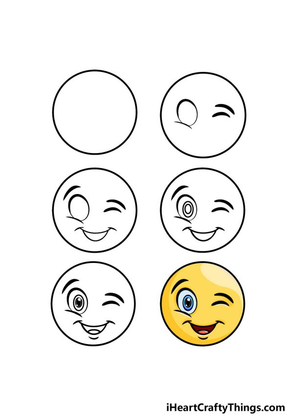 Winky Face Drawing - How To Draw A Winky Face Step By Step