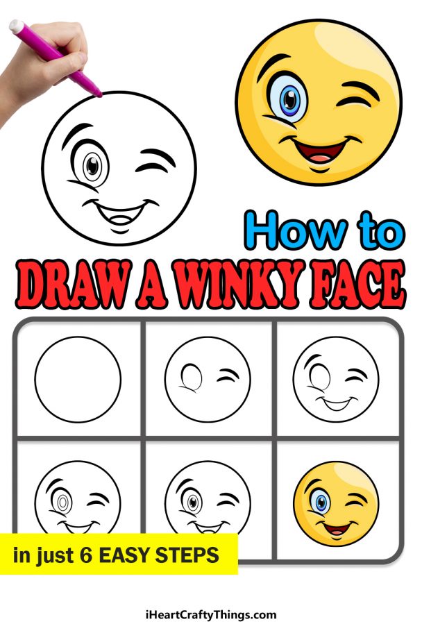 Winky Face Drawing - How To Draw A Winky Face Step By Step