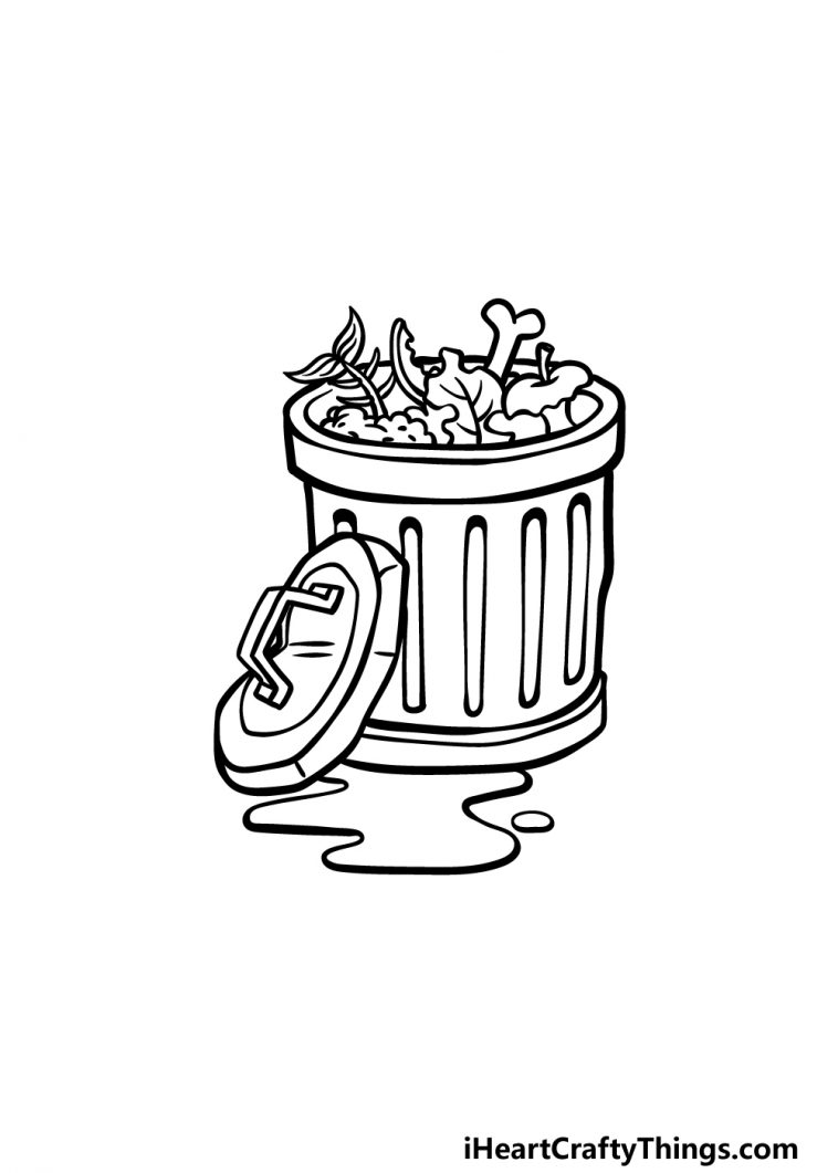 Trash Can Drawing - How To Draw A Trash Can Step By Step