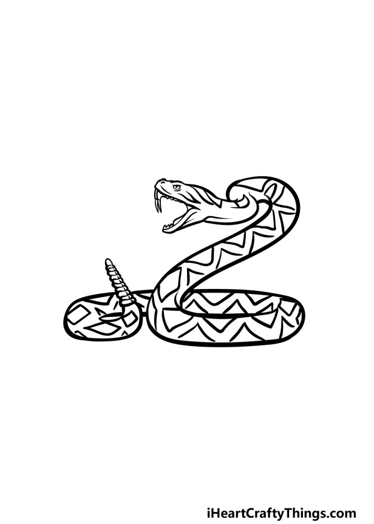 Rattlesnake Drawing - How To Draw A Rattlesnake Step By Step