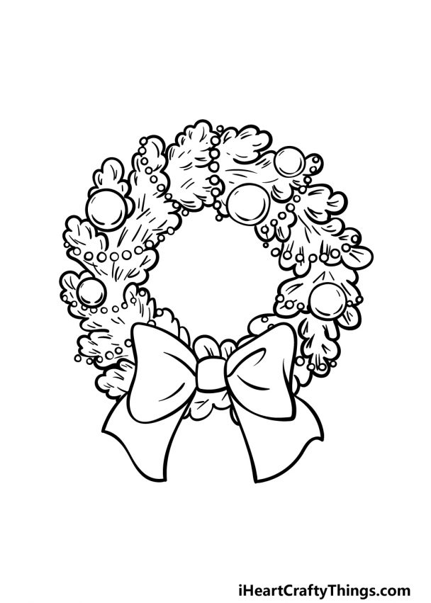 Wreath Drawing - How To Draw A Wreath Step By Step