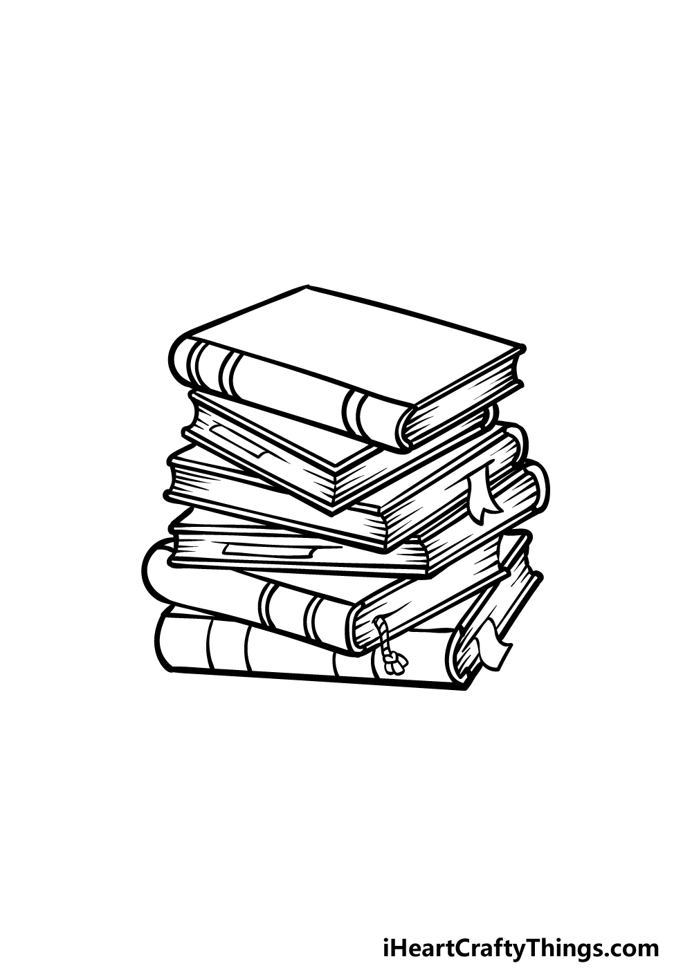 Stack Of Books Drawing - How To Draw A Stack Of Books Step By Step