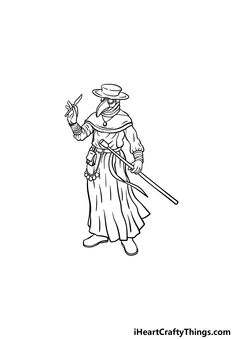 drawing a plague doctor step 5