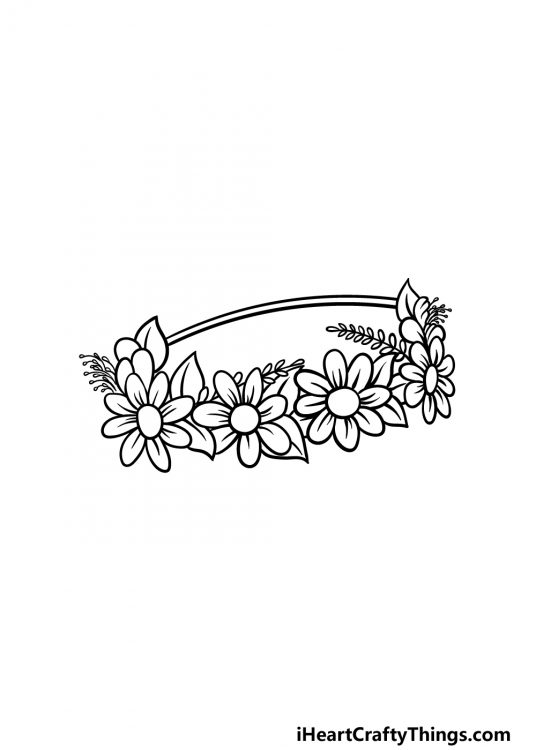 Flower Crown Drawing How To Draw A Flower Crown Step By Step