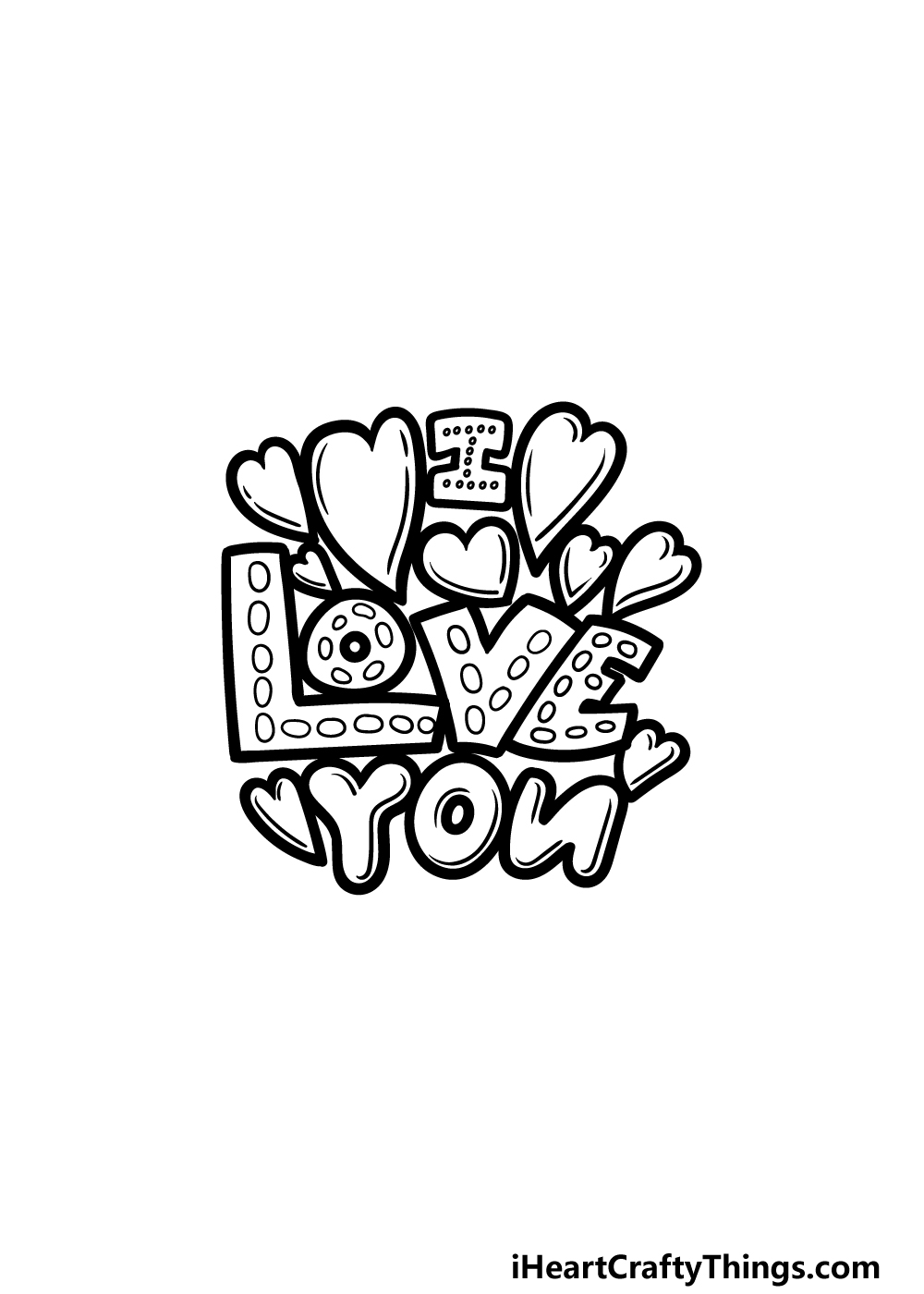 drawing I Love You step 5