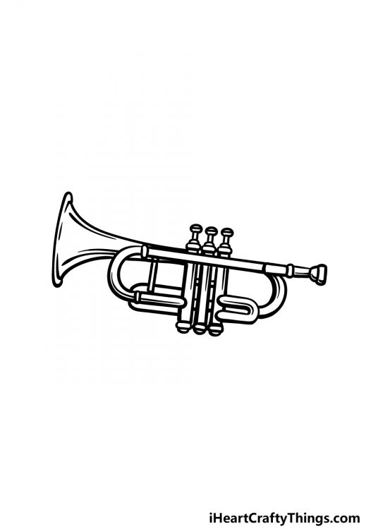 Trumpet Rough Draw Trumpet Drawing - How To Draw A Trumpet Step By Step