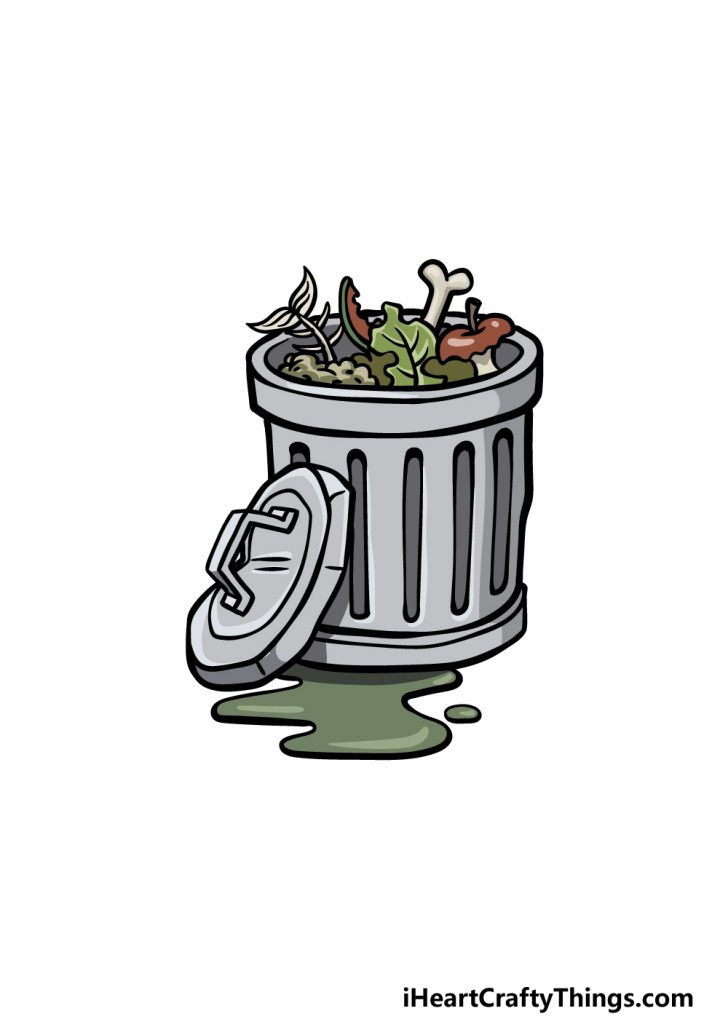Trash Can Drawing - How To Draw A Trash Can Step By Step
