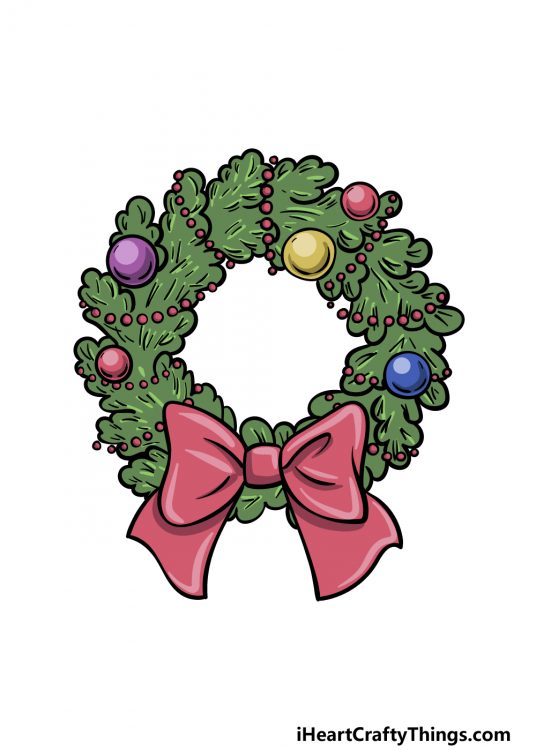 Wreath Drawing - How To Draw A Wreath Step By Step