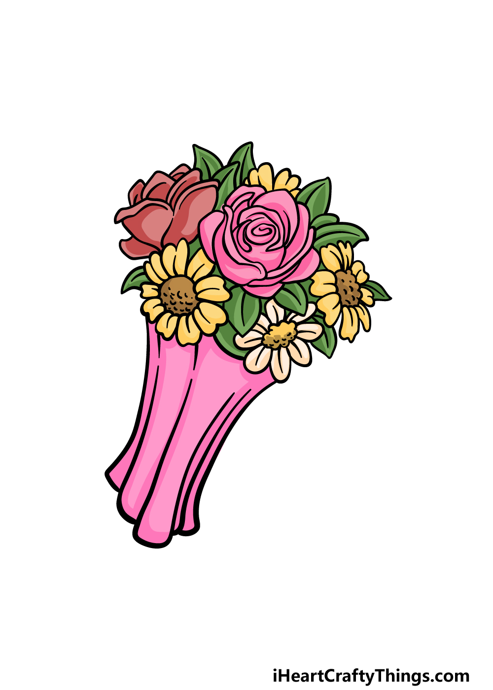 drawing a flower bouquet step 6