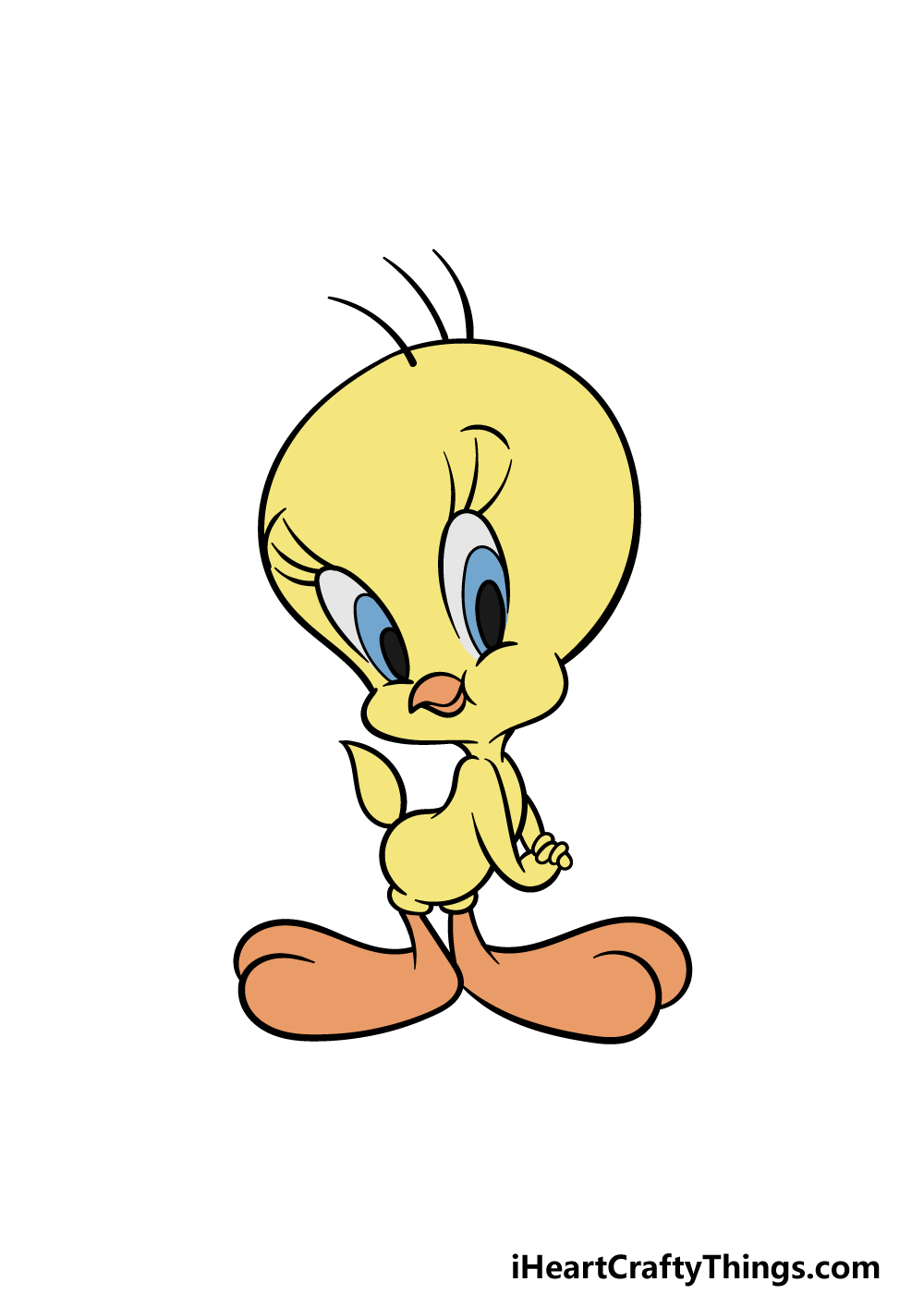 How to Draw Christmas Tweety in Santa's Suit Step-by-Step