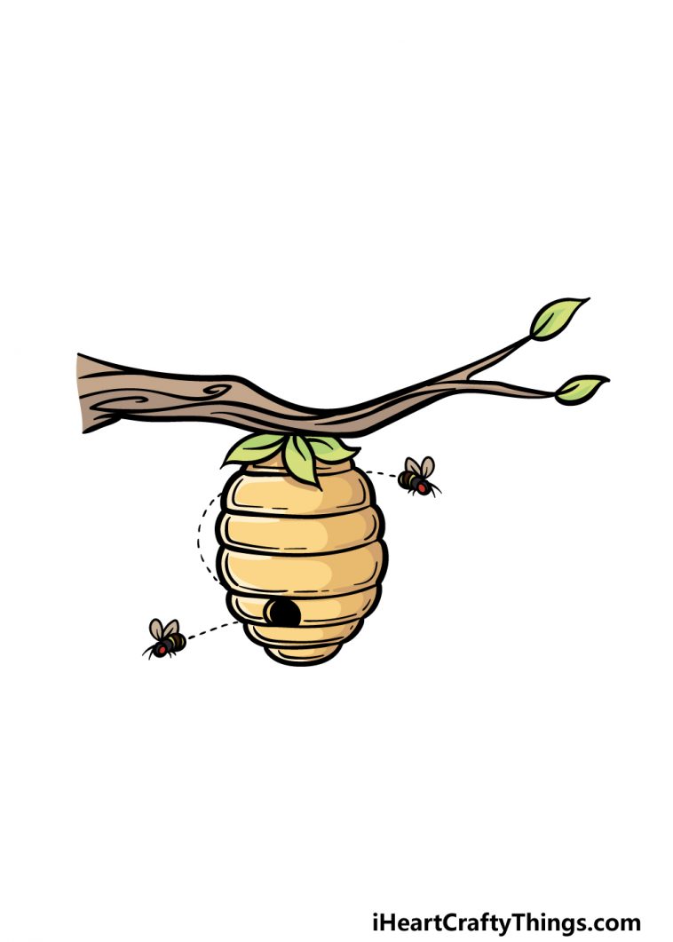 How To Draw A Beehive Step By Step Easy Beehive Drawing