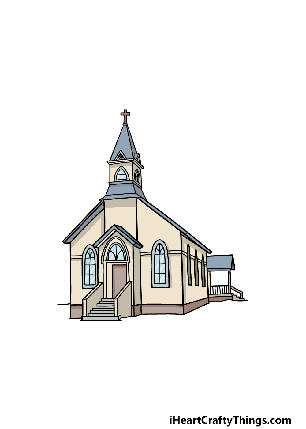 drawing a church step 7