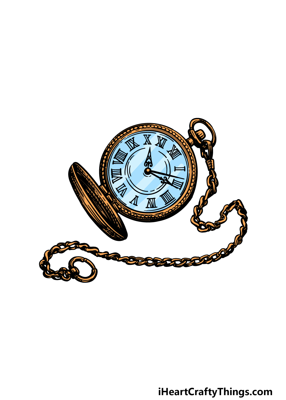 drawing a pocket watch step 8