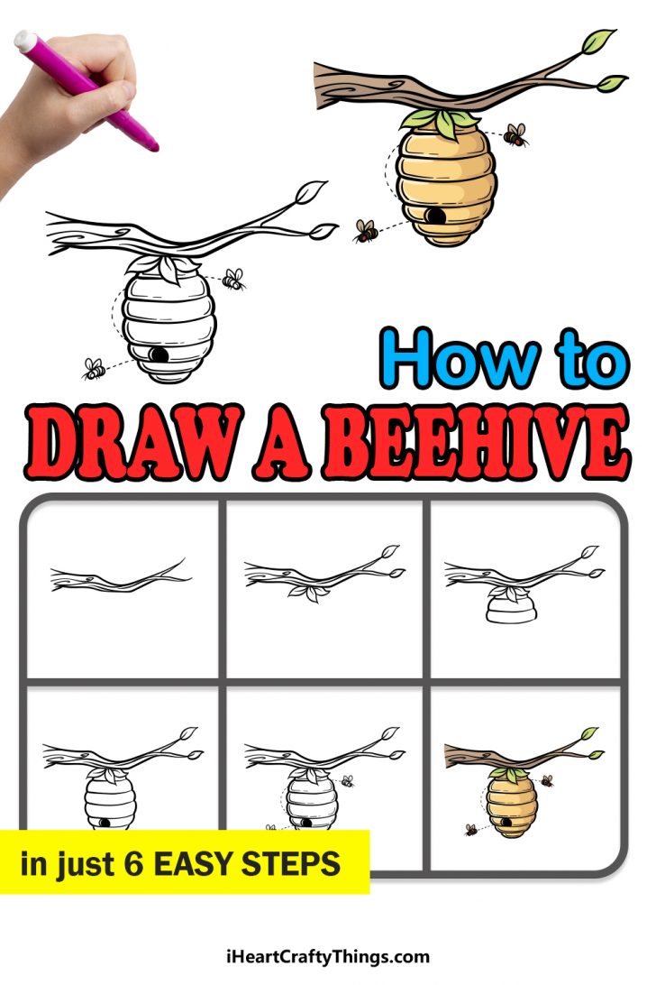 Beehive Drawing - How To Draw A Beehive Step By Step