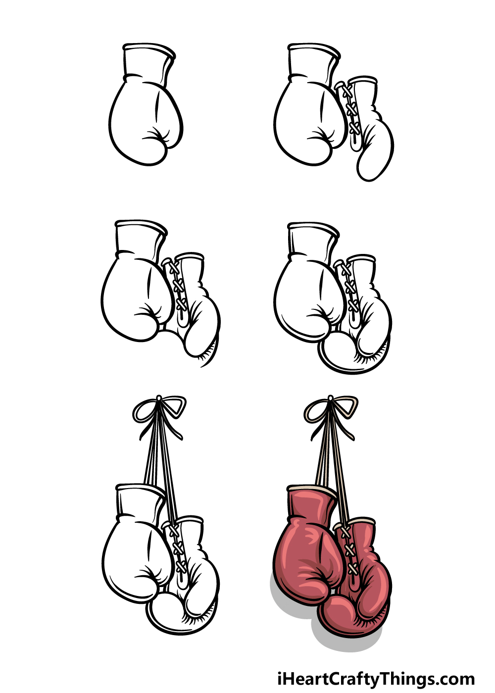 how to draw boxing gloves in 6 steps