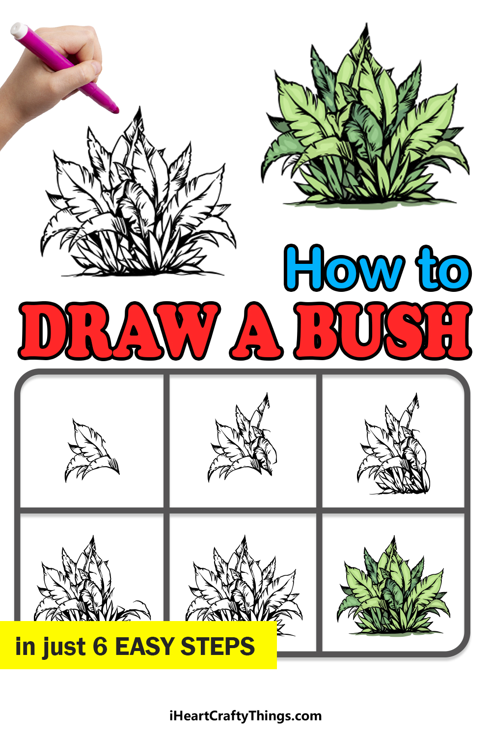 How to draw bush for beginners with step by step pencil art  Drawing  tutorial  YouTube