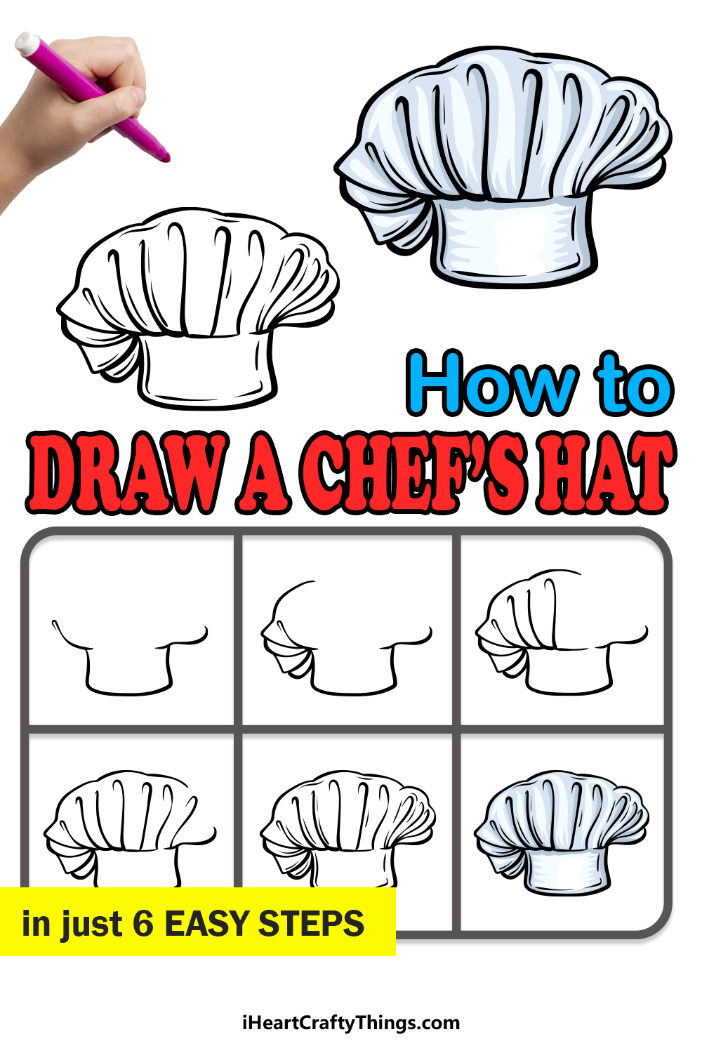 how to draw a chef's hat in 6 easy steps