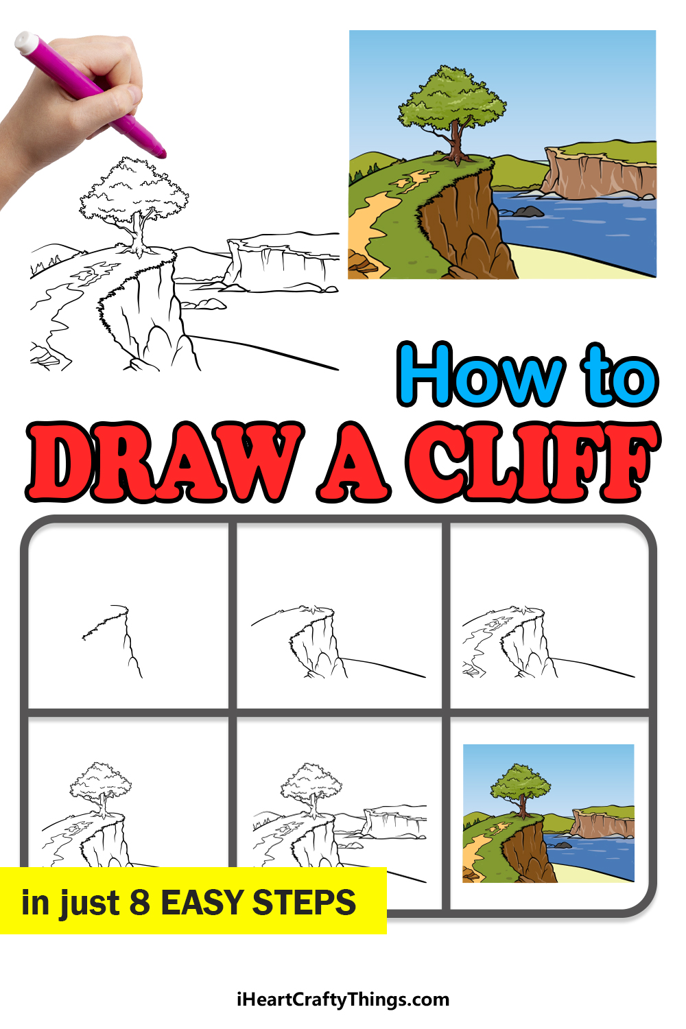 how to draw a cliff in 8 easy steps