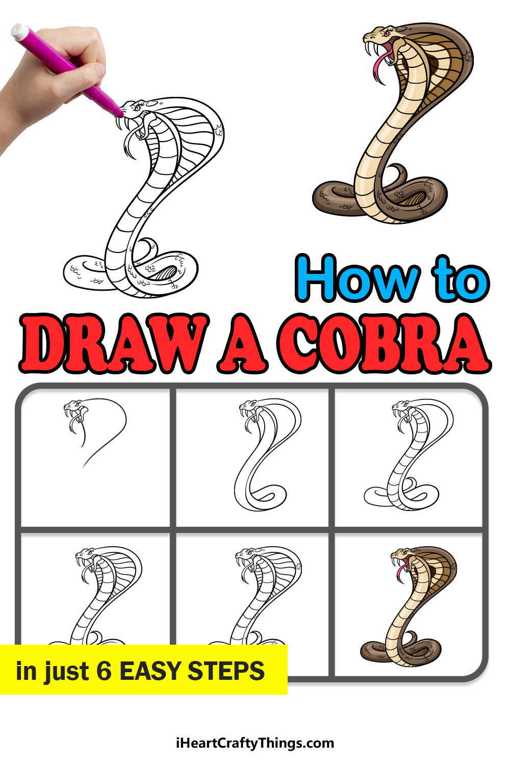 how to draw a cobra in 6 easy steps