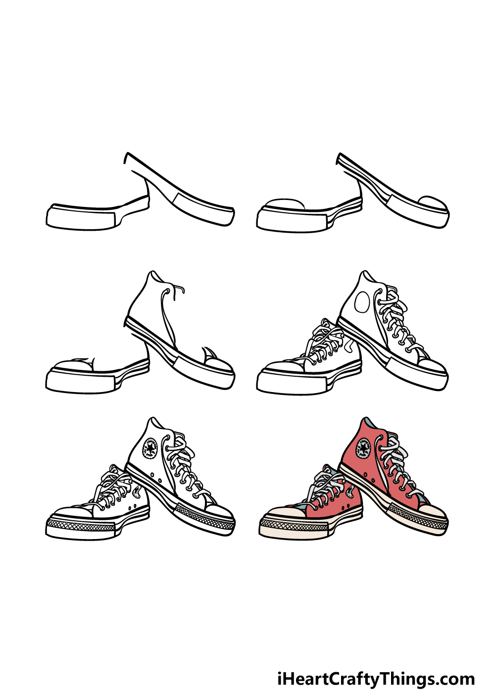 Mægtig muggen kilometer Converse Drawing - How To Draw Converse Step By Step