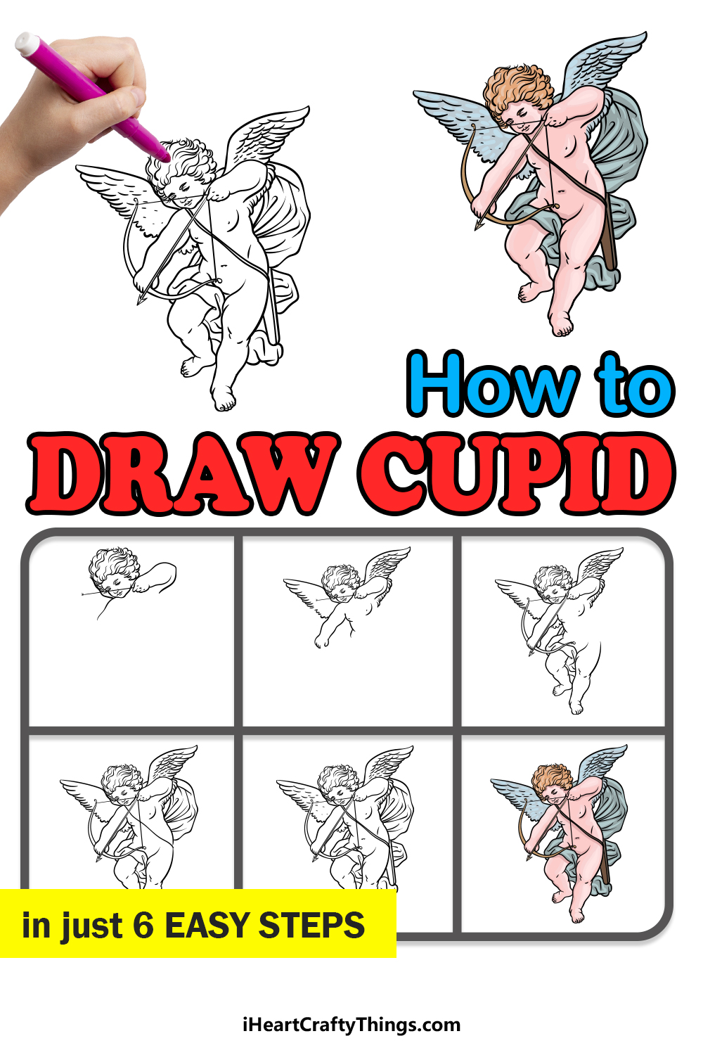 how to draw cupid in 6 easy steps