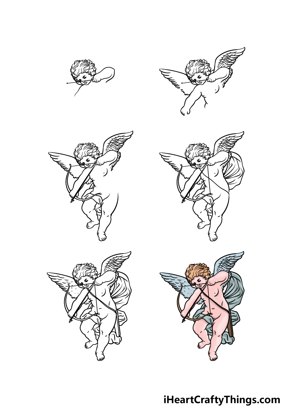 how to draw cupid in 6 steps
