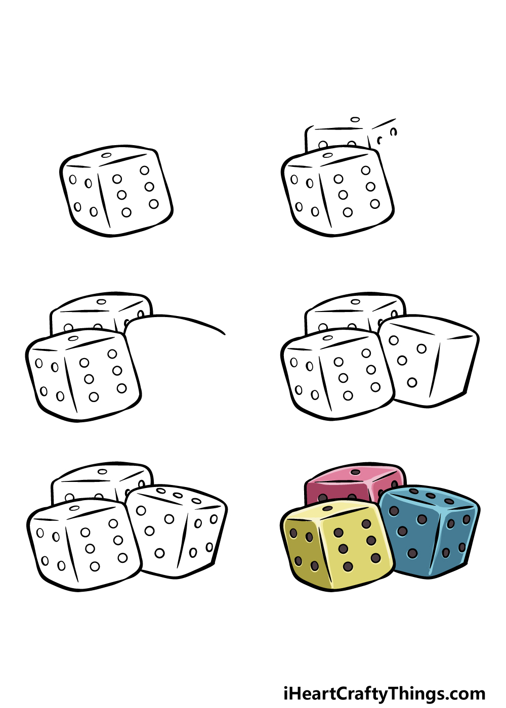 how to draw the dice in 6 steps