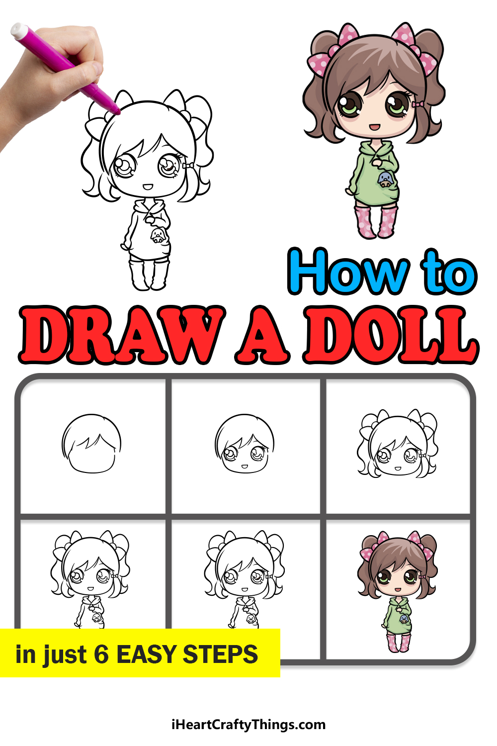 how to draw a doll in 6 easy steps