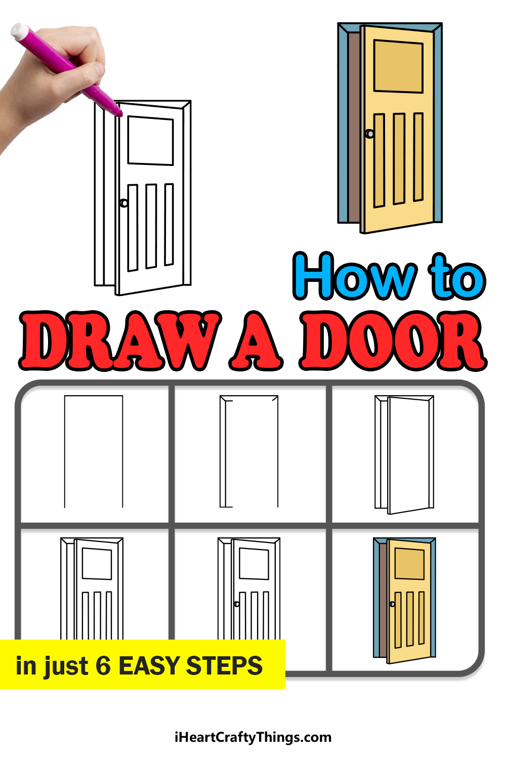 how to draw a door in 6 easy steps