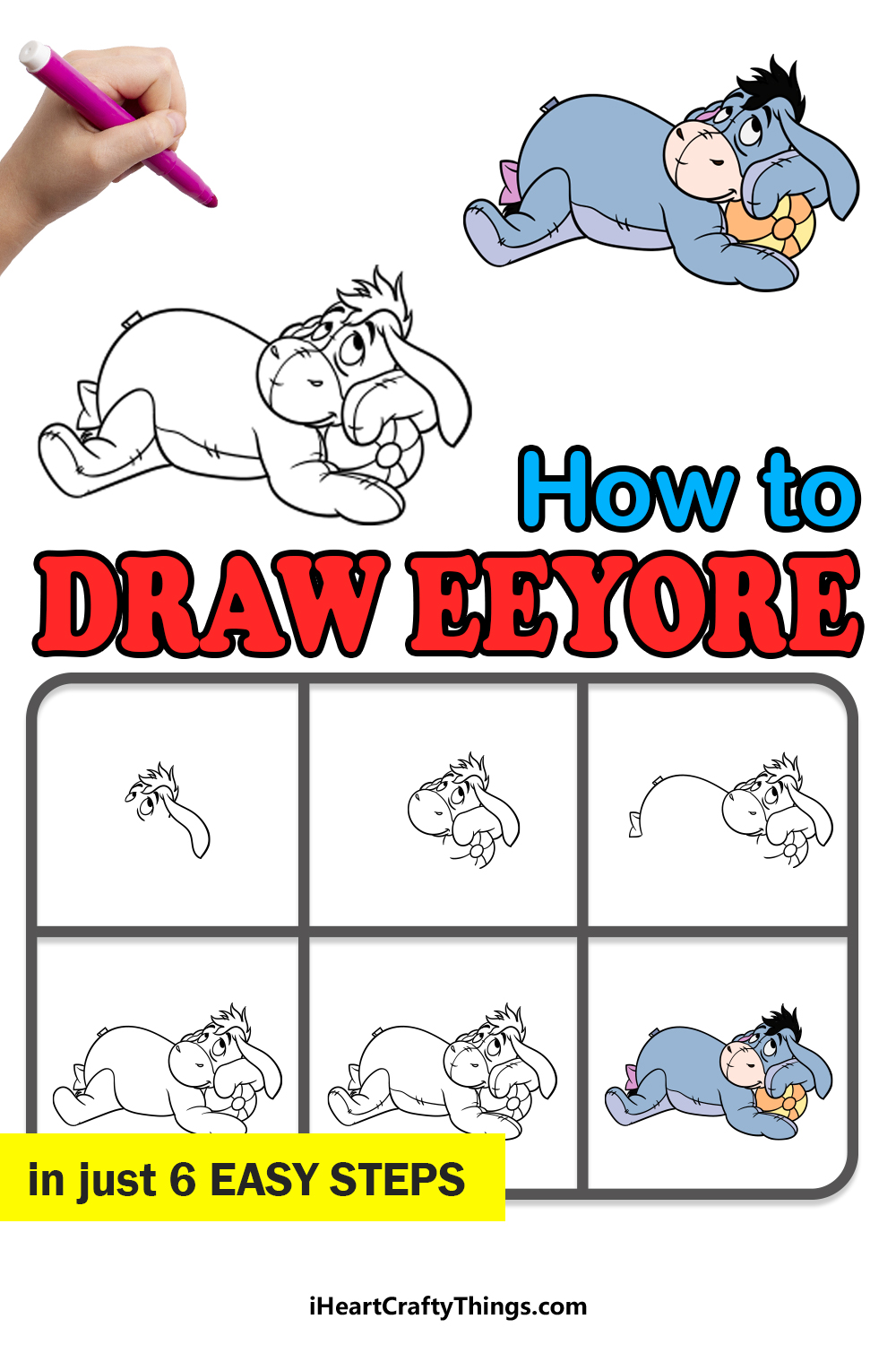 How To Draw Eeyore in 6 easy steps