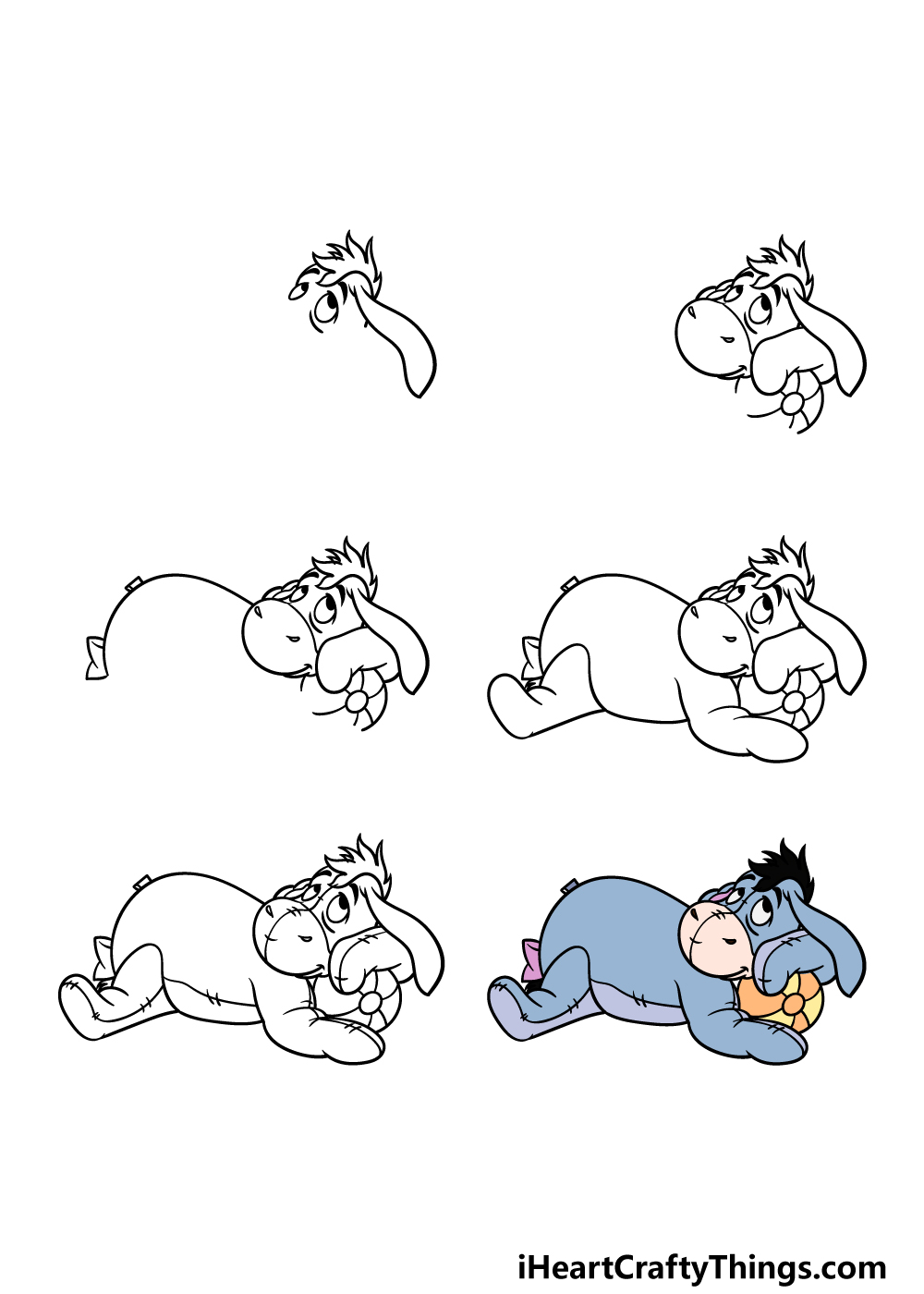 How to Draw Eeyore in 6 steps