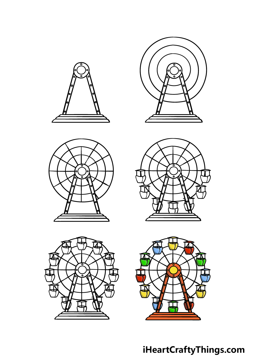 Drawing Cartoon Ferris Wheel Png Element PNG Images | PSD Free Download -  Pikbest