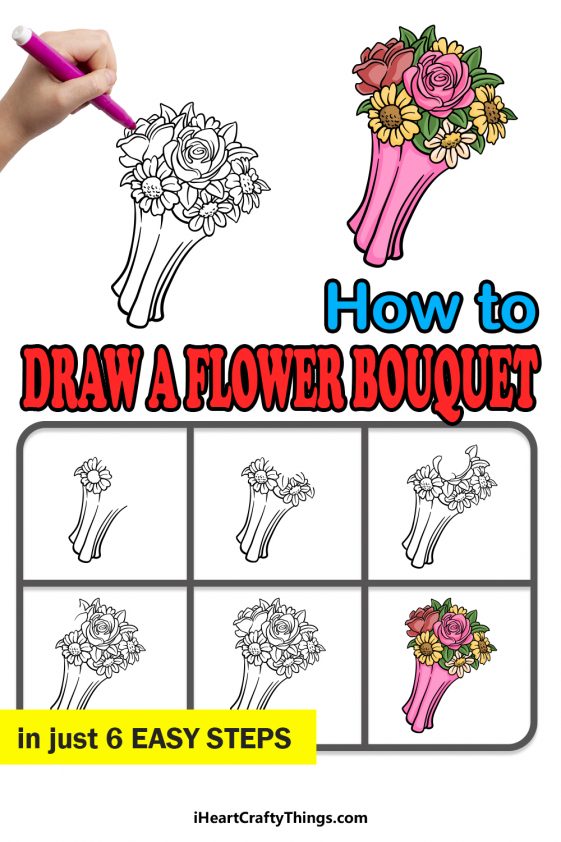 Flower Bouquet Drawing - How To Draw A Flower Bouquet Step By Step